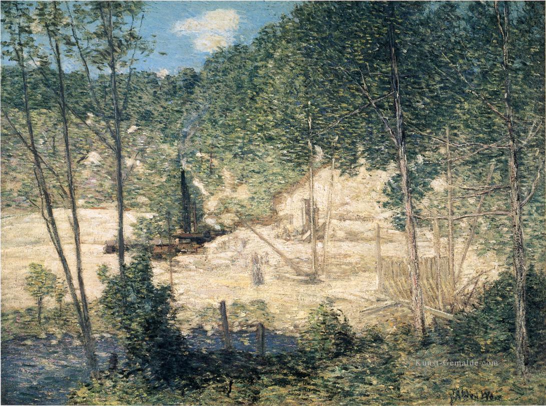 der Bau des Staudamms impressionistischen Landschaft Julian Alden Weir Ölgemälde